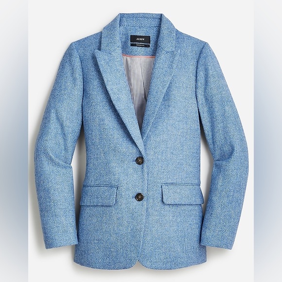 J. Crew Sommerset Blazer in Blue Herringbone Wool Coat Women’s Sz 16T Tall NWOT - Picture 1 of 5